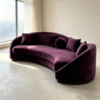 Canapé en tissu VOXHOME French Curved Cloud, rembourrage en mousse haute densité, trois places, canapé sectionnel, mobilier minimaliste pour salon