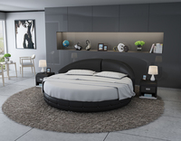 Juego de cama redonda para adultos, sofá de cuero, tamaño king, Marco giratorio, cama redonda doble europea