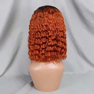 Perruques <span class=keywords><strong>en</strong></span> cheveux humains ondulés à l'eau de gingembre orange 350, perruques <span class=keywords><strong>en</strong></span> dentelle frontale 13x4, perruques <span class=keywords><strong>en</strong></span> dentelle à ondulations profondes, densité 200%, perruque courte bouclée <span class=keywords><strong>bob</strong></span> pour femmes - Product Image 1
