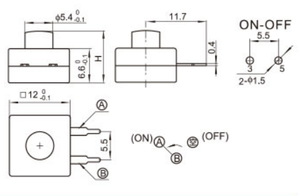 Nylon PA66 cuivre laiton interrupteur d'alimentation 2pin pied droit 12*12mm trou traversant interrupteur à bouton-poussoir à Angle droit - Product Image 6