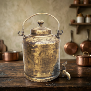 Pot à eau vintage en laiton avec couvercle et poignée, bouilloire en métal, pichet décoratif - Product Image 2