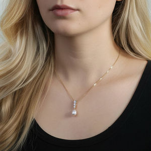 Collar de Perlas Sencillo RINNTIN GPN98, Plata de Ley 925, Collar con Colgante de Perla Cultivada de Agua Dulce para Mamá, Esposa, <span class=keywords><strong>Hija</strong></span> - Product Image 1