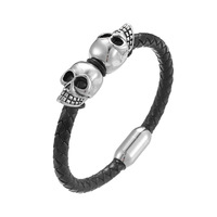 Bracelet personnalisé pour homme en Kevlar et pierre naturelle, style squelette, rétro, niche européenne et américaine, DIY, commerce transfrontalier