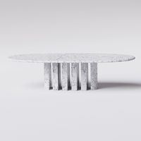 Table basse ovale en marbre Dream Home, base multi-plaques verticales, table centrale en pierre naturelle pour salon moderne
