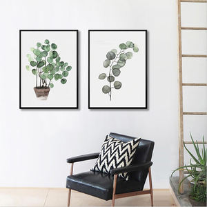 Quadro su Tela con Foglie di Piante, Dipinto a Olio Decorativo con Cornice, Stampa Digitale Verde CMYK, Decorazione Murale Paesaggistica a 4 Colori - Product Image 3