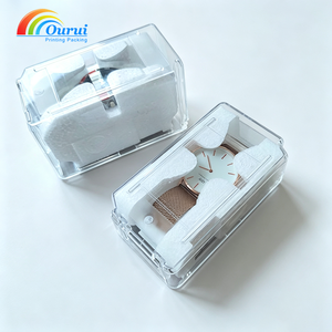 Ourui Acrylic Rectangle <b>Watch</b> Box With Snap Closure Protective Plastic Inner <b>Case</b> For <b>Watch</b> Storage - Product Image 3