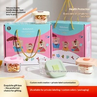PVC-Silikon Babygeschirr-Set mit Deckel, Mikrowellengeeigneter Lebensmittelbehälter, Willkommensgeschenk, Kleinkind-Essgeschirr