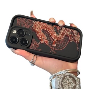Custodia per telefono in TPU con drago Totem cinese rosso per <span class=keywords><strong>Apple</strong></span> 16/15/14/13/12/11 alta bambù <span class=keywords><strong>trasparente</strong></span> antiurto per impugnatura del telefono IMD - Product Image 2