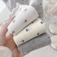 Chaussettes sans coutures pour femmes à volants, en coton respirant, à tube long, avec maille florale et bordure champignon, chaussettes empilables