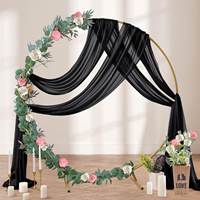 Tissu en tulle noir, draperie, rideaux transparents, toile de fond moderne, vintage, simple, draperies d'arche de mariage pour cérémonie et réception