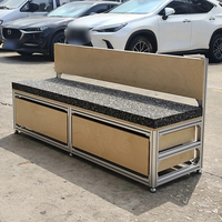 Banc en profilé aluminium avec tiroir de rangement en contreplaqué, populaire et très demandé, pour l'extérieur des cafés et restaurants, avec dossier
