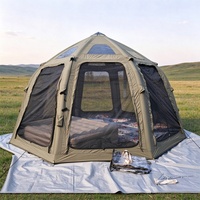 Tente de camping gonflable spacieuse FR grand format OEM/ODM avec fenêtres en maille pour ventilation, abri dôme extérieur