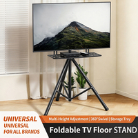 Stand TV Tripod Pengangkat Layar Horizontal dan Vertikal, Stand Lantai Portabel Universal untuk Siaran Langsung, 32-55 Inci