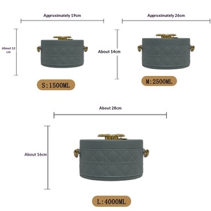 Boîte à lunch <span class=keywords><strong>isotherme</strong></span> triple compartiment en acier inoxydable aspect cuir, étanche et anti-fuite, 3 pièces, meilleure vente pour le commerce extérieur, maintien au <span class=keywords><strong>chaud</strong></span> 12 heures - Product Image 5