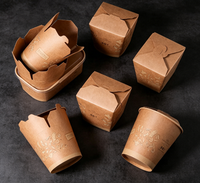 Emballage en carton blanc jetable imprimé sur mesure pour la vente à emporter de nourriture, boîte en papier pour riz et nouilles chinoises avec poignée