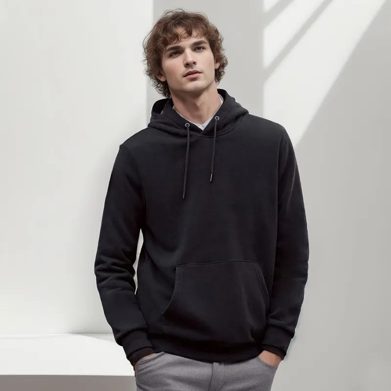Mock Neck 500g/m² French Terry übergroße Cross-Over-Premium-Hoodies mit hochwertigen Streetwear-Hoodies für Männer mit Puff-Print