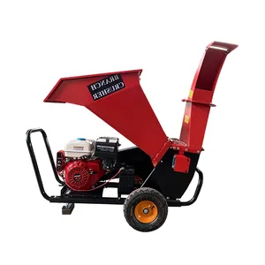 Cutting 5cm Small Movable Gardens Tool Tree Branch Log Chipper Shredder With 7.5Hp Gas Motor Belt Drive