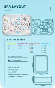 Bain à remous JOYEE pour spa <span class=keywords><strong>extérieur</strong></span>, <span class=keywords><strong>jacuzzi</strong></span> Balboa pour 3 personnes, spa de luxe de qualité supérieure avec éclairage LED - Product Image 6