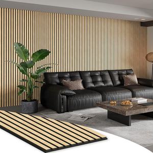 Pannelli Acustici <span class=keywords><strong>in</strong></span> MDF Impiallacciato Rovere Bianco FEYT, con Supporto <span class=keywords><strong>in</strong></span> Feltro PET Nero per Decorazione di Pareti e Soffitti Interni - Product Image 6