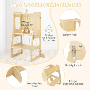 Torre de Aprendizaje de Cocina 3 en 1 Montessori, Taburete de Cocina para Niños <span class=keywords><strong>con</strong></span> Pizarra para Encimera de Baño - Product Image 4