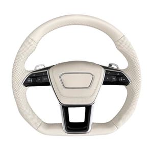 Volant Personnalisé en Cuir Véritable Blanc pour <span class=keywords><strong>Audi</strong></span> A5 A6 C6 C7 A7 R8 RS RS3 RS4 RS5 Q3 Q5 Q7 TT A3 A4 B8 S3 S4 S5 B9 RS6 RS7 - Product Image 6