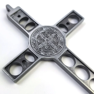 HT nuova lega Gold-Plating INRI JESUS cristo decorazione da parete religiosa artigianato legno scatole di legno muro di metallo croce parete cartelli - Product Image 6