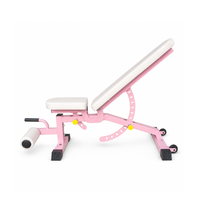Banc de musculation réglable FitFirst rose, multi-positions, inclinable, avec extension pour les jambes et curl