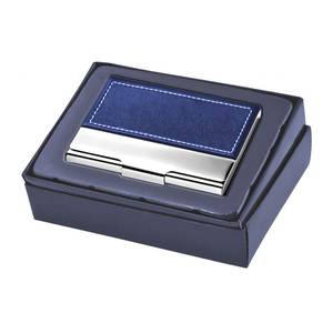 Porte-cartes de visite en cuir PU bleu avec fermeture à clip métallique, motif bonbon imprimé, porte-cartes de crédit - Product Image 2