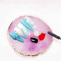 BIN Résine Peinture Palette Nail Art Irrégulier Rond Palette Plateau Or Bord Plaqué Ongles Conception Outils Vernis À Ongles Palette De Mélange