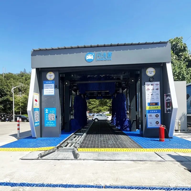 Tunnel de lavage de voiture entièrement automatisé, machine à laver de voiture, 9 brosses, convoyeur, coût du système de lavage de voiture