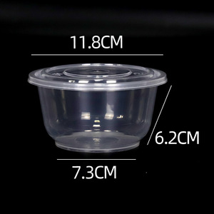 Disposable Takeaway Bowls Round 11.8Cm Diameter 500-400Ml Microwaveable Plastic <b>Containers</b> For Travel - Product Image 5