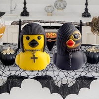 Canard punk gothique satanique, cadeau créatif, canard en résine fille gothique pour figurines à collectionner Canards en caoutchouc de roche Décoration de bureau