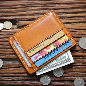 Vegetable-Tanned Top Layer Cowhide Leather Short Men's <b>Wallet</b> Vintage Ultra-Thin Cork Solid Color Money Card <b>Holder</b> <b>Holder</b> - Product Image 1