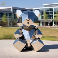 Statue d'ours géant en acier inoxydable géométrique de jardin extérieur personnalisé
