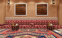 OE-FASHION Canapé Majilis Antique Arabe en Bois Sculpté de Style Royal Rococo Français 16 Places Majles Arabie Majles Mejalis