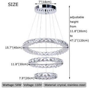 <span class=keywords><strong>Lampadario</strong></span> a LED in Cristallo con Anelli Circolari di Lusso Moderno con Telecomando e Controllo a Interruttore per Soggiorno di Zeal Lighting - Product Image 6