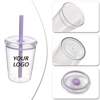 Gobelet à paille multi-usages 600 ml en Tritan écologique, transparent, couleur unie, design moderne, simple paroi, 12 oz