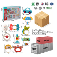 Lot de 10 hochets en plastique à motifs de dessins animés, sonnettes à main, jouets d'éveil pour bébés