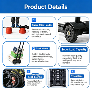 Platform Hand Cart Wide Deck 500 Lb Capacity Cushion Grip Rocker Plate Heavy Duty Folding Platform Truck Heavy Duty Cart - Product Image 4