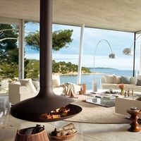 Cheminée suspendue UFO à flamme réelle pour hôtel et maison, décoration intérieure pour villa, moderne, OEM & ODM, haute qualité
