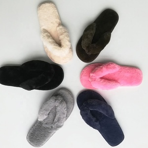 Đế dép xỏ ngón nữ chất liệu vải cotton cao cấp, mềm mại, êm ái, kiểu dáng dễ thương, lông xù giả lông thú - Product Image 1