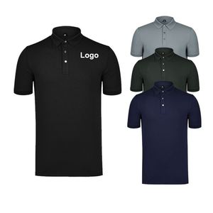 เสื้อโปโลกอล์ฟผ้าเรียบสำหรับผู้ชาย แบบแห้งเร็ว พิมพ์ลาย DTG ตามสั่ง พร้อมปักโลโก้ - Product Image 1