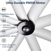 Ventilateur de plafond solaire HVLS de 10 pieds pour usine, entrepôt, ferme avicole, grange, moteur BLDC IP68, ventilateur de ventilation industriel avec commande par application