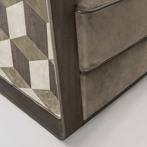Turco moderno albicocca intagliato in legno massello mobili soggiorno divani in pelle di lusso di trasporto personalizzato - Product Image 4