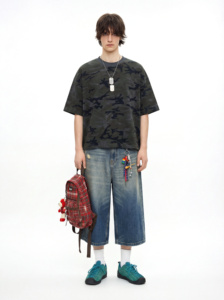 T-shirt da <span class=keywords><strong>uomo</strong></span> vintage in cotone mimetico bruciato, girocollo, estivo, <span class=keywords><strong>casual</strong></span>, vestibilità ampia - Product Image 5