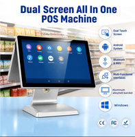 EDOO ED60 Sistema POS Táctil Todo en Uno de 15.6 Pulgadas con Pantalla Dual, Pantalla Táctil Capacitiva con Windows, Caja Registradora para Restaurante