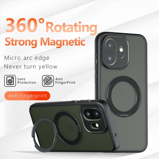 Magnetic Clear Matte Metal 360 Degree Rotating Stand Case for OnePlus Ace 5 Ultra / 5 Racing / Nord 5 / CE5 Hard Back Cover