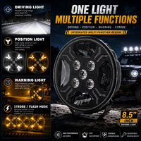 Phare LED tout-terrain OEM 8,5 pouces à faisceau spot 120W avec double couleur de positionnement et lumière stroboscopique