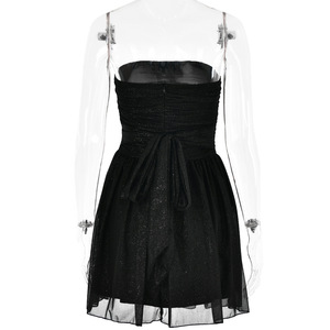 Abito Vintage Top abito da donna vestito 2025 moda Night Club donna abito da <span class=keywords><strong>sera</strong></span> Sexy lucido Mini maglia rossa abito da festa - Product Image 5