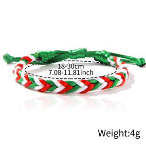 Christmas Woven <b>Bracelet</b> Green <b>Red</b> White Adjustable Women's Gift Jewelry D0044-1 - Product Image 4